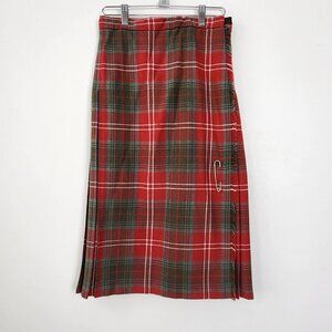 VTG Jedburgh Kiltmakers Wool Blend Scottish Tartan Plaid Skirt Leather Buckles